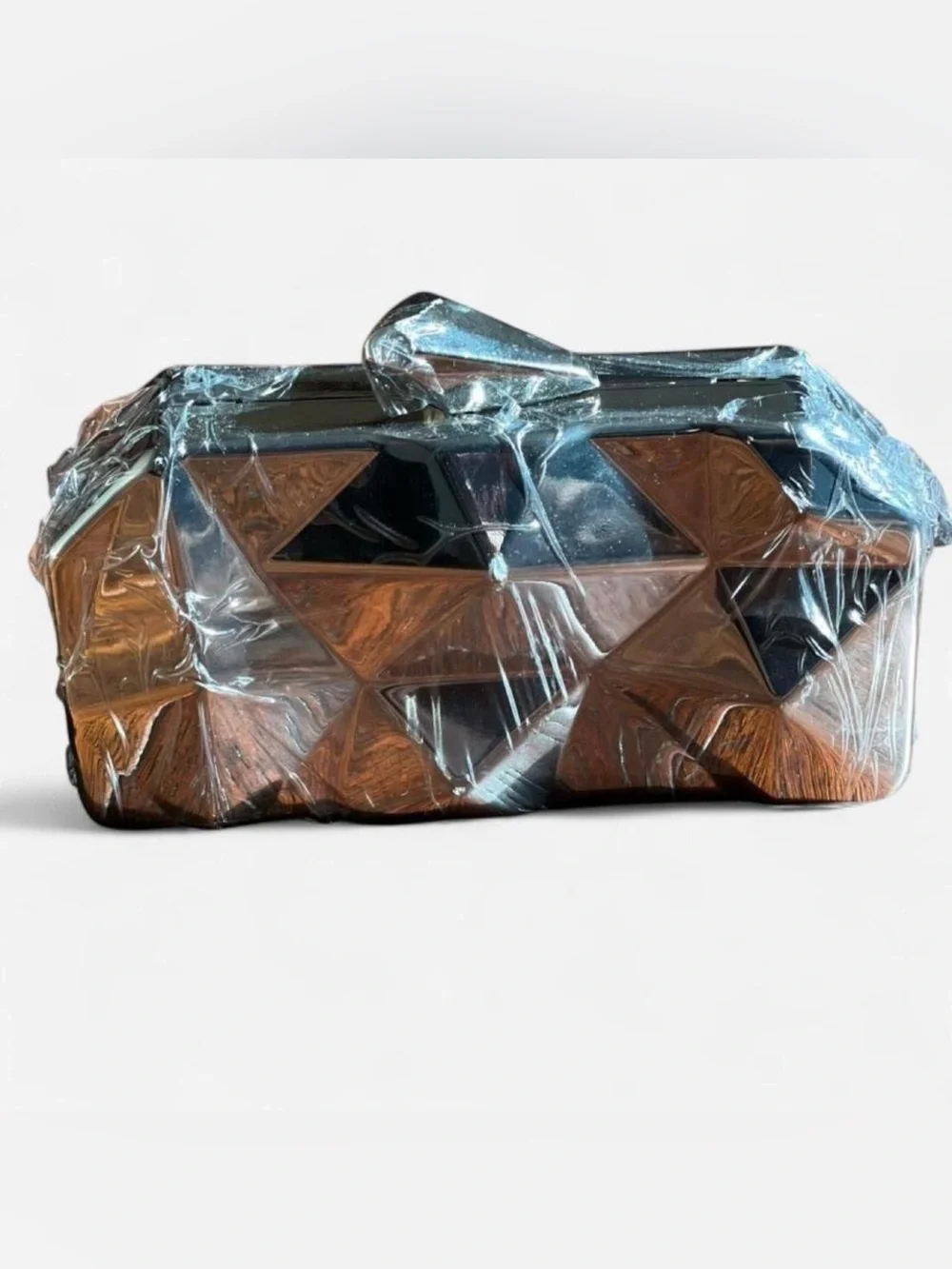 NWT Silver Geometric Mirror Clutch Crossbody Bag